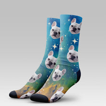 Load image into Gallery viewer, Personalized Pet Photo And Name Galaxy Socks
