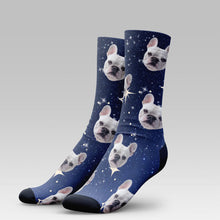 Load image into Gallery viewer, Personalized Pet Photo And Name Galaxy Socks
