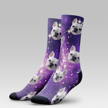 Load image into Gallery viewer, Personalized Pet Photo And Name Galaxy Socks
