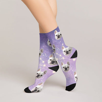 Personalized Pet Photo And Name Galaxy Socks