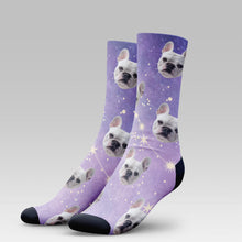 Load image into Gallery viewer, Personalized Pet Photo And Name Galaxy Socks
