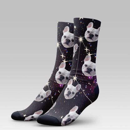 Personalized Pet Photo And Name Galaxy Socks