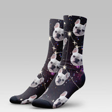 Load image into Gallery viewer, Personalized Pet Photo And Name Galaxy Socks
