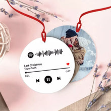 Load image into Gallery viewer, Custom Engraved Spotify Premium Music Song Ornaments Double Side Photo Hanging Ornament
