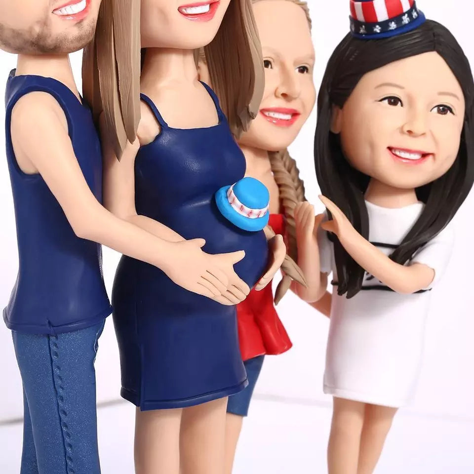 Fully Customizable 4 Persons Figurines Bespoke Portrait Sculpture