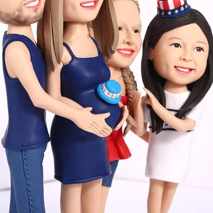 Fully Customizable 4 Persons Figurines Bespoke Portrait Sculpture