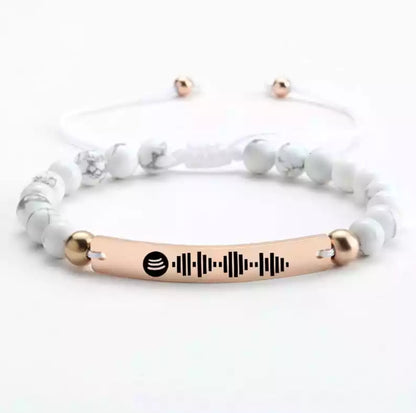 Custom Engraved Gold Bar Bracelet Adjustable Beads Bracelets Jewelry Spotify Code Bracelet