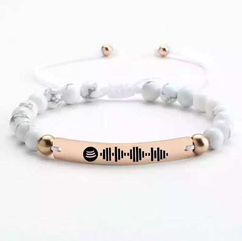 Custom Engraved Gold Bar Bracelet Adjustable Beads Bracelets Jewelry Spotify Code Bracelet