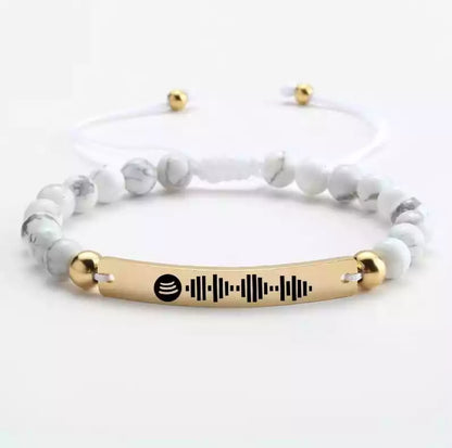 Custom Engraved Gold Bar Bracelet Adjustable Beads Bracelets Jewelry Spotify Code Bracelet