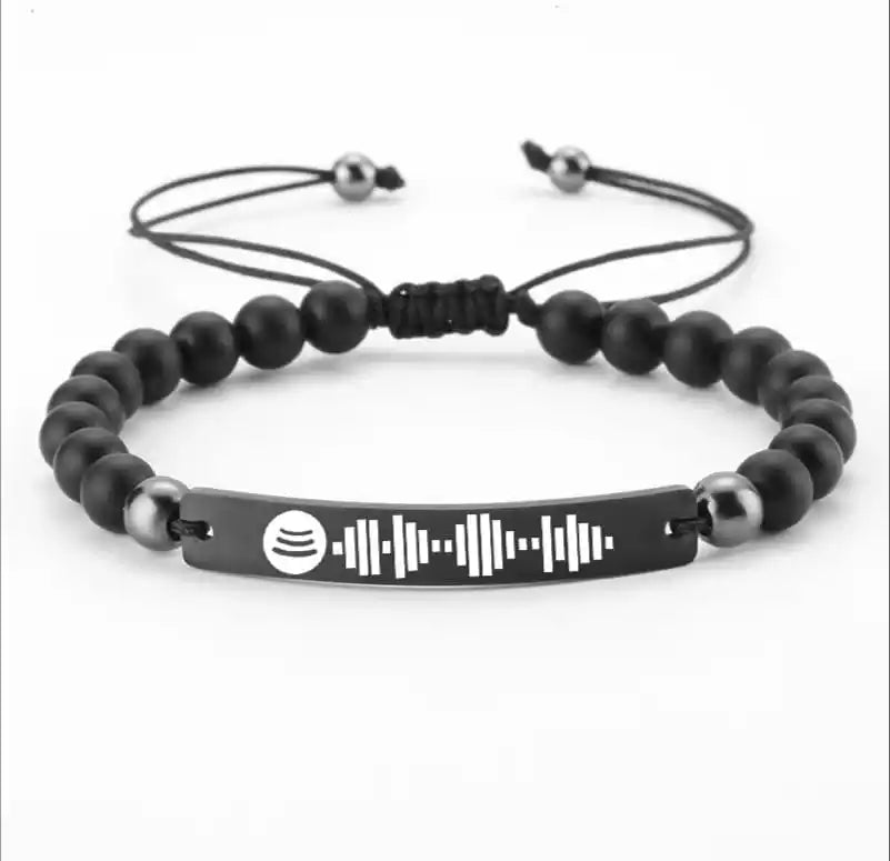 Custom Engraved Gold Bar Bracelet Adjustable Beads Bracelets Jewelry Spotify Code Bracelet