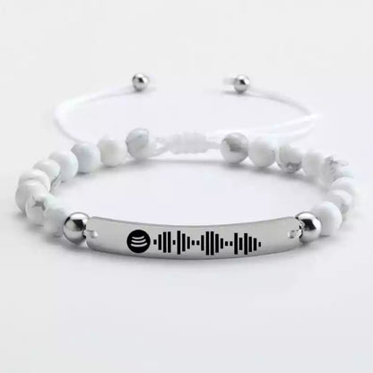 Custom Engraved Gold Bar Bracelet Adjustable Beads Bracelets Jewelry Spotify Code Bracelet