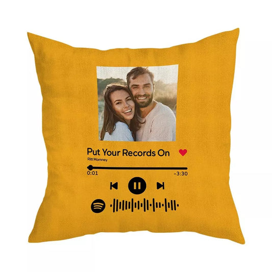 45*45cm Spotify Code Music Decorative Yellow Custom Photo Print Pillow Case