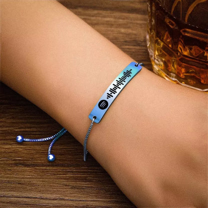 Custom Spotify Code Bracelet Spotify Song Engraved Rose Gold Bar Bracelet