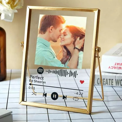 Custom Scannable Spotify Code Glass Music Album Cover Clear Acrylic Picture Plaque Desktop Decoration With Golden Metal Frame
