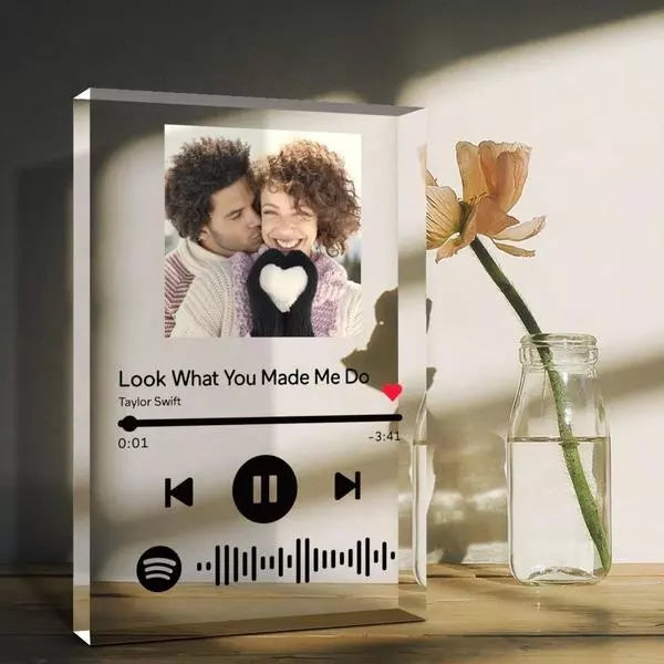 Personalized Clear Free Standing Desktop Display Stand Acrylic Frame Block Spotify Code Music Photo Frame