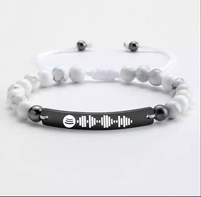 Custom Engraved Gold Bar Bracelet Adjustable Beads Bracelets Jewelry Spotify Code Bracelet