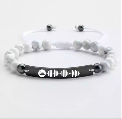 Custom Engraved Gold Bar Bracelet Adjustable Beads Bracelets Jewelry Spotify Code Bracelet
