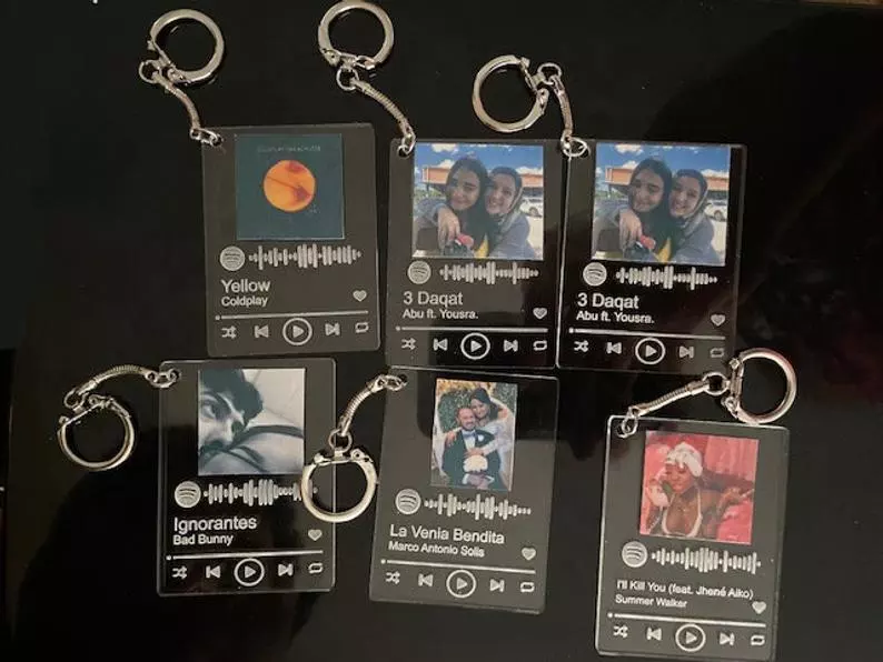 Customizable Photo Printed Acrylic Song Plaque Music Spotify Keychain