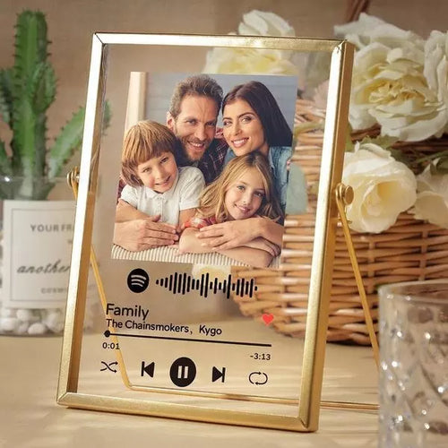 Custom Scannable Spotify Code Glass Music Album Cover Clear Acrylic Picture Plaque Desktop Decoration With Golden Metal Frame