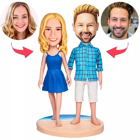 Customized Bobblehead Dolls Couple On Honeymoon On The Beach Personalized Couple Figurine
