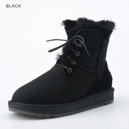 Fashion Sheepskin Suede Leather Women Casual Short Winter Snow Boots Waterproof