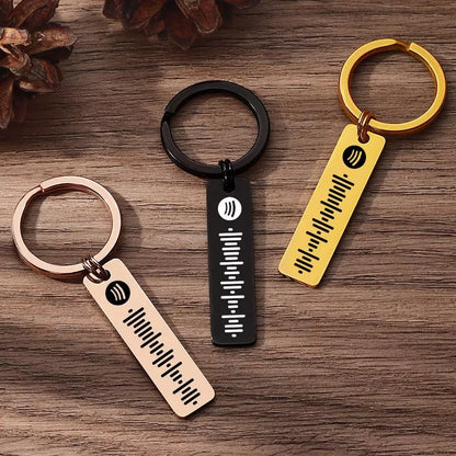 Personalised Spotify Keyring Custom Metal Engraved Spotify Scan Code Keychain
