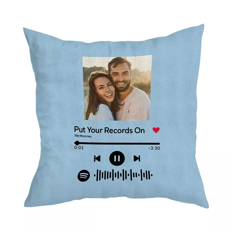 45*45cm Spotify Code Music Decorative Yellow Custom Photo Print Pillow Case