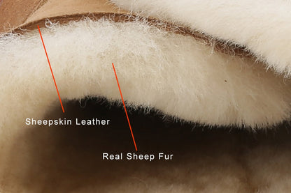 Fashion Sheepskin Suede Leather Women Casual Short Winter Snow Boots Waterproof