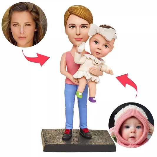 Customized Polymer Clay Bobblehead Holding Doll Bottle Clay Figures