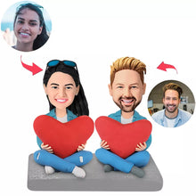 Load image into Gallery viewer, ouple Custom Clay Bobblehead Valentine Couple Doll With Engraved Text
