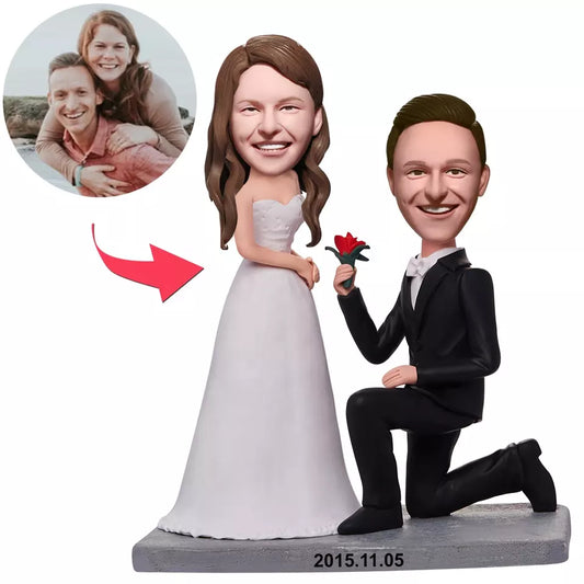 Handmade Custom Bobblehead Doll Proposal Clay Figurines For Wedding Decoration