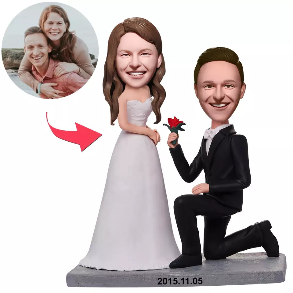 Handmade Custom Bobblehead Doll Proposal Clay Figurines For Wedding Decoration