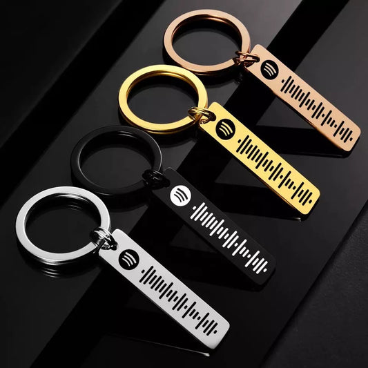 Personalised Spotify Keyring Custom Metal Engraved Spotify Scan Code Keychain