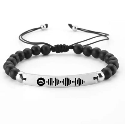 Custom Engraved Gold Bar Bracelet Adjustable Beads Bracelets Jewelry Spotify Code Bracelet