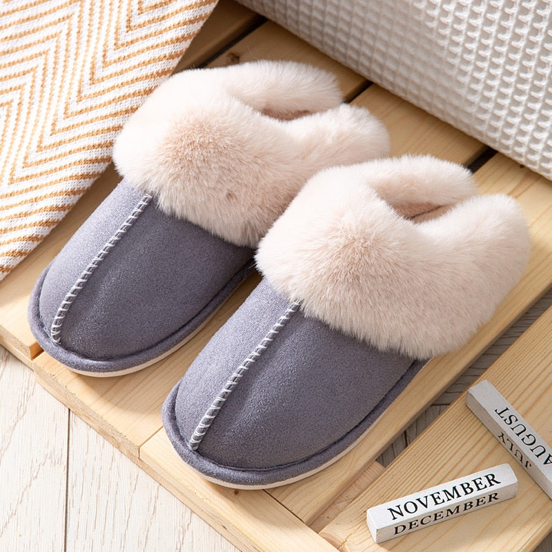 New Men Women Cotton Slippers Plush Fleece Fluffy