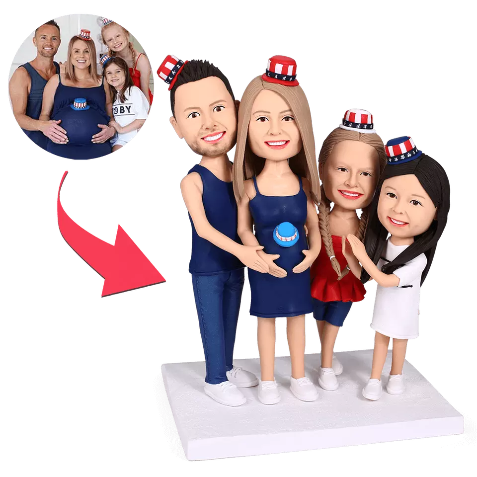 Fully Customizable 4 Persons Figurines Bespoke Portrait Sculpture