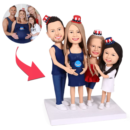 Fully Customizable 4 Persons Figurines Bespoke Portrait Sculpture
