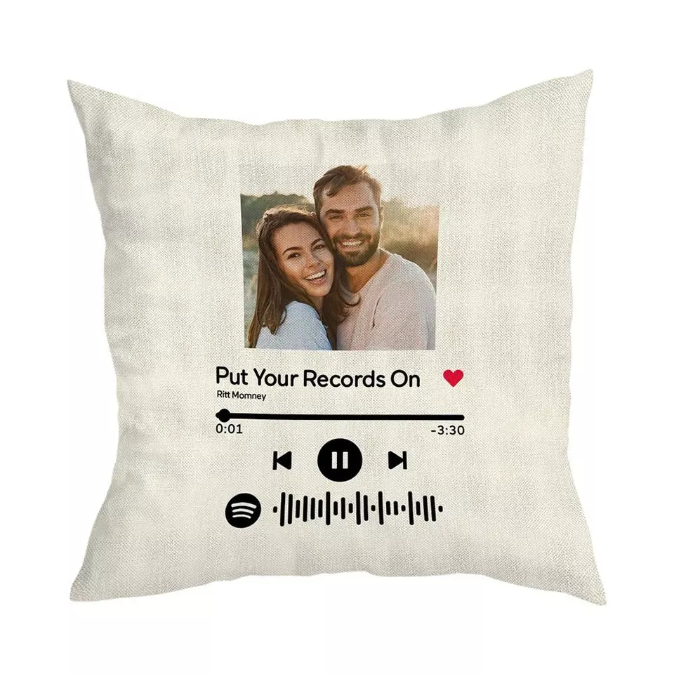 45*45cm Spotify Code Music Decorative Yellow Custom Photo Print Pillow Case