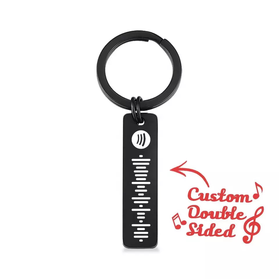 Personalised Spotify Keyring Custom Metal Engraved Spotify Scan Code Keychain