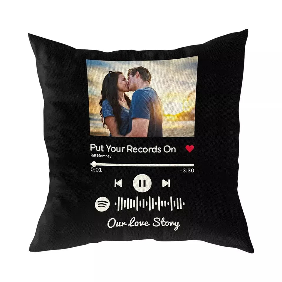 45*45cm Spotify Code Music Decorative Yellow Custom Photo Print Pillow Case