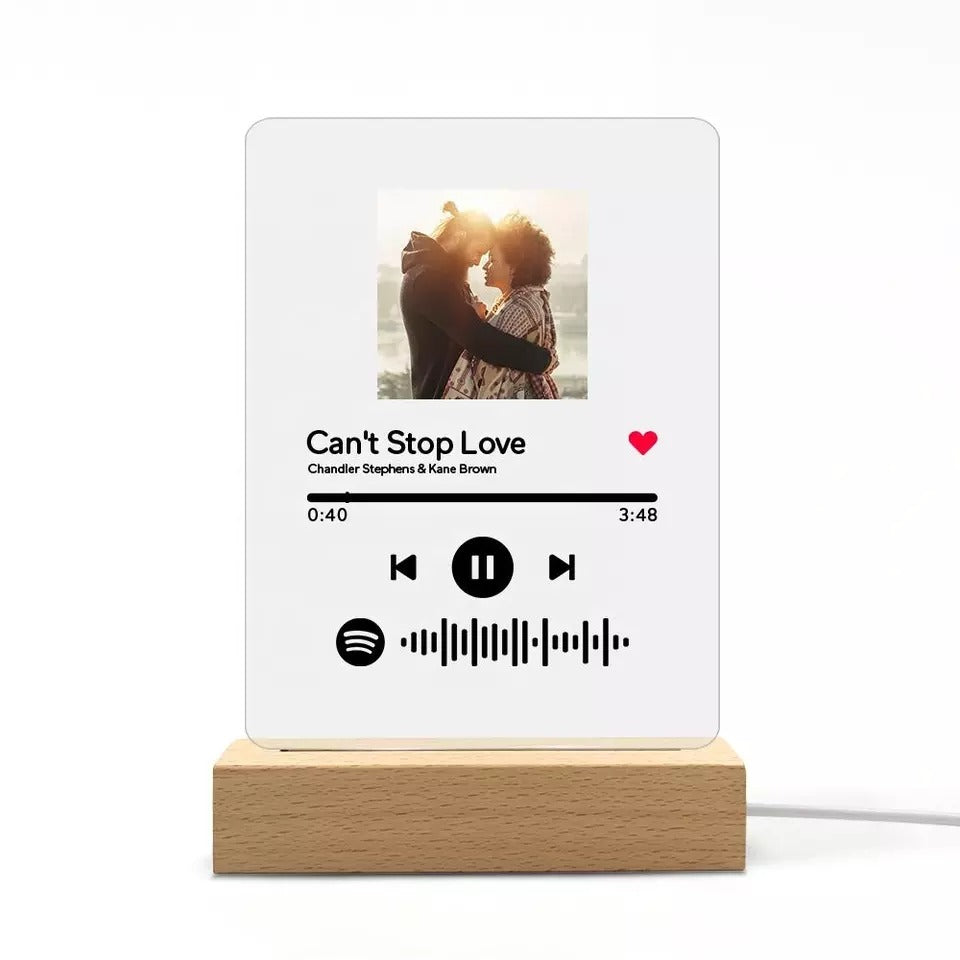 Custom Romantic Gifts DIY Acrylic Led Music Spotify Plaque With Lights