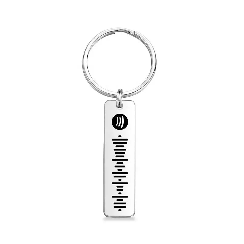 Personalised Spotify Keyring Custom Metal Engraved Spotify Scan Code Keychain