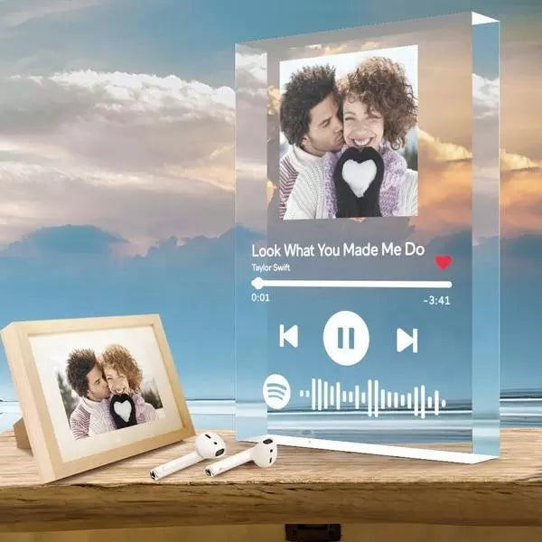 Personalized Clear Free Standing Desktop Display Stand Acrylic Frame Block Spotify Code Music Photo Frame
