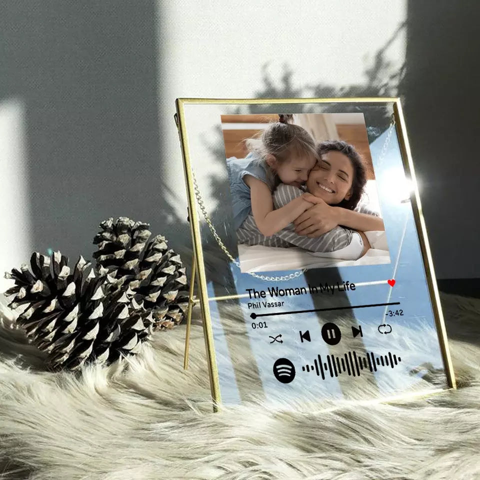 Custom Scannable Spotify Code Glass Music Album Cover Clear Acrylic Picture Plaque Desktop Decoration With Golden Metal Frame
