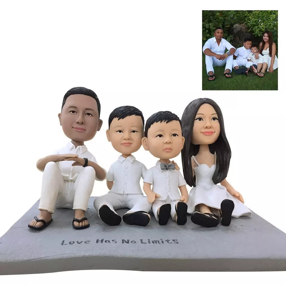 Fully Customizable 4 Persons Figurines Bespoke Portrait Sculpture