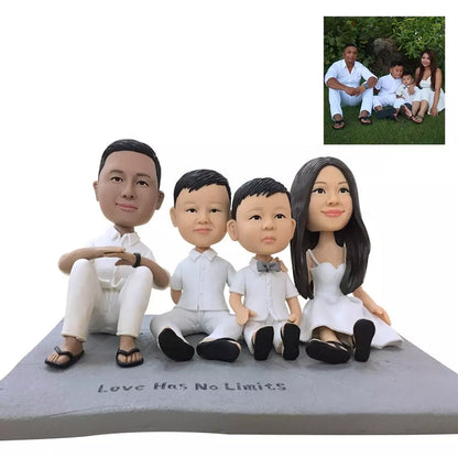 Fully Customizable 4 Persons Figurines Bespoke Portrait Sculpture