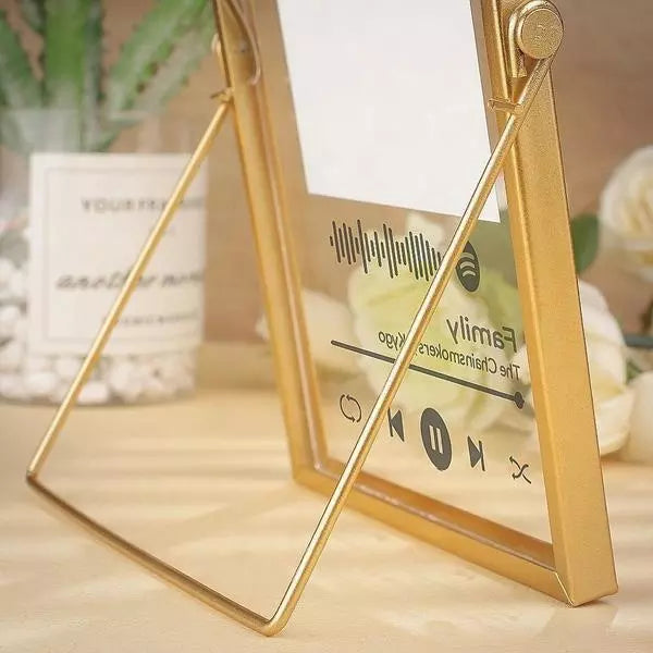 Custom Scannable Spotify Code Glass Music Album Cover Clear Acrylic Picture Plaque Desktop Decoration With Golden Metal Frame
