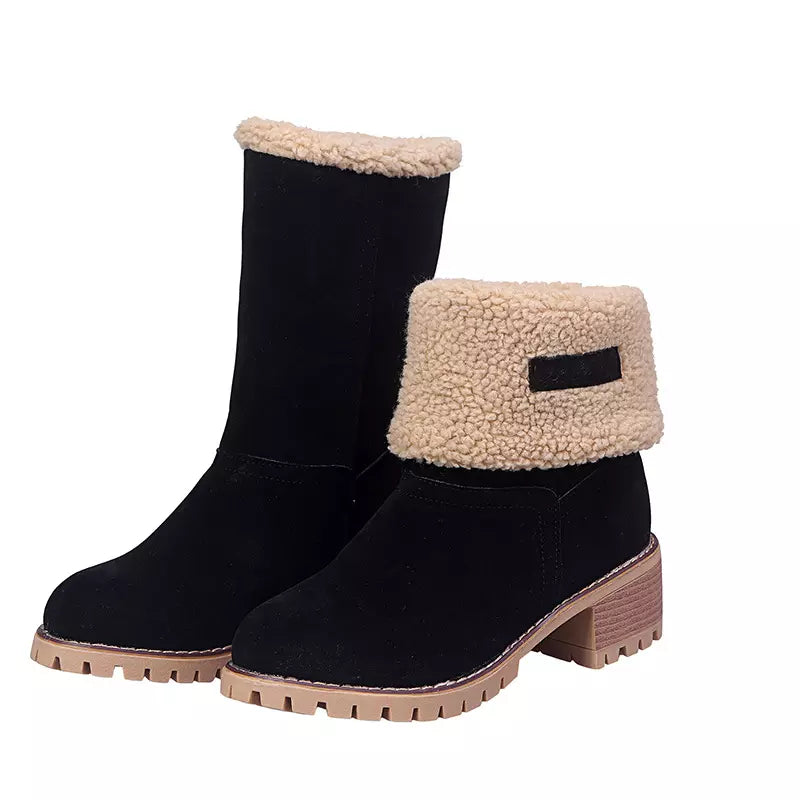Hot Style Medium Tube Thick Heel Suede Women's Boots