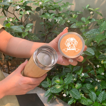 Personalized Eco Friendly Dog Face Bamboo Stainless Steel Tumbler
