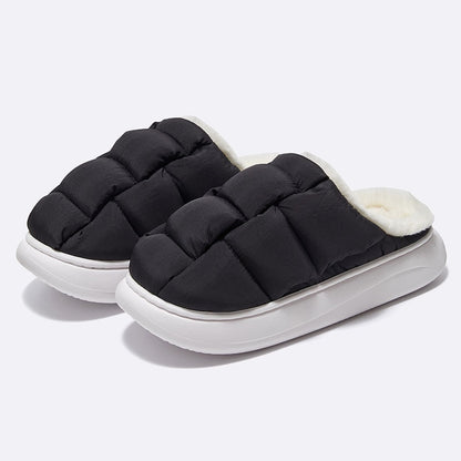 Comwarm New Fashion Plush Slippers For Woman Man Bread Shoes Winter Warm Thick Platform Waterproof Slippers Outdoor Home Shoes